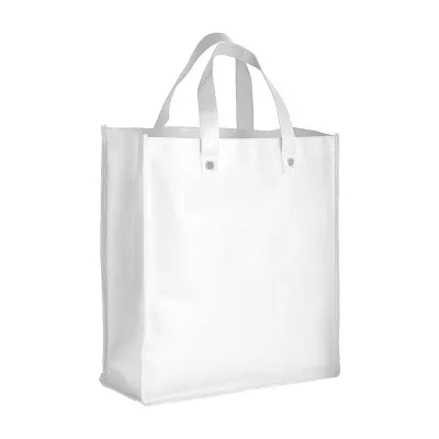 Sacoșă de cumpărături pliabilă, confecționată din material nețesut cusut, de 80 g/m², cu clapă de întărire și mânere scurte