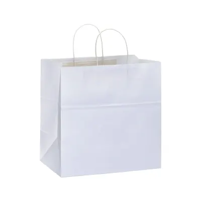 Pungă de cumpărături din hârtie de 100 gr/m², cu pliu lateral