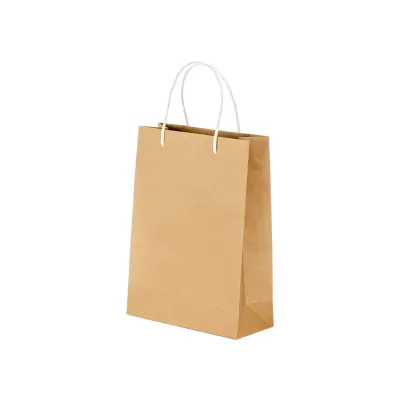 Pungă din hârtie reciclată de 150 g/m², cu pliu lateral și mânere scurte colorate