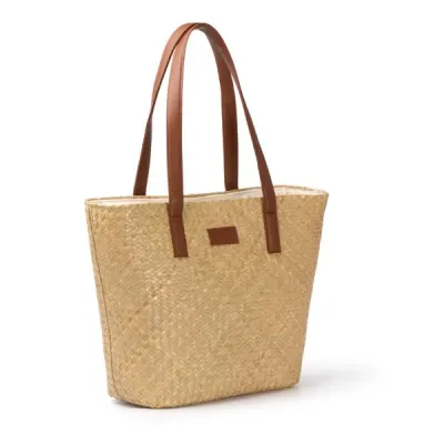 Miyako bag greige din bumbac cu fermoar