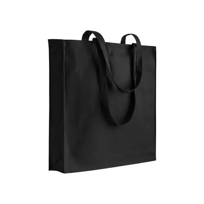 Pungă de cumpărături din bumbac de 220 g/m², cu mânere lungi și pli de lărgire