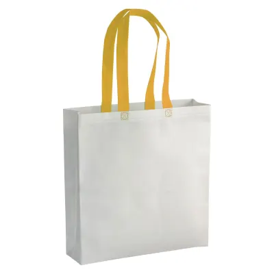 Pungă de cumpărături din material nețesut laminat, termosudat, de 100 g/m², cu pliu lateral și mânere lungi
