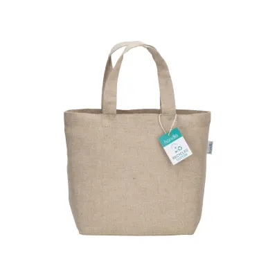 Pungă de cumpărături din bumbac reciclat, de 150 g/m², cu mâner scurt
