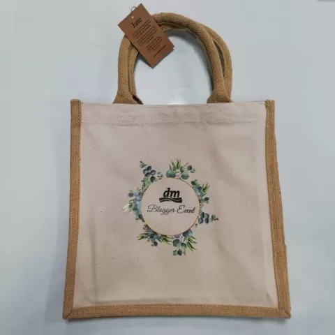 Sacose iuta cu bumbac natur personalizata printers midi tote