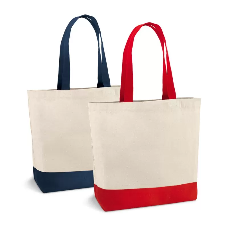 Sacosa din bumbac (280g/m²) cu buzunar interior - manere si fund colorat - Color Bottom - 40 cm x 46cm x 15 cm
