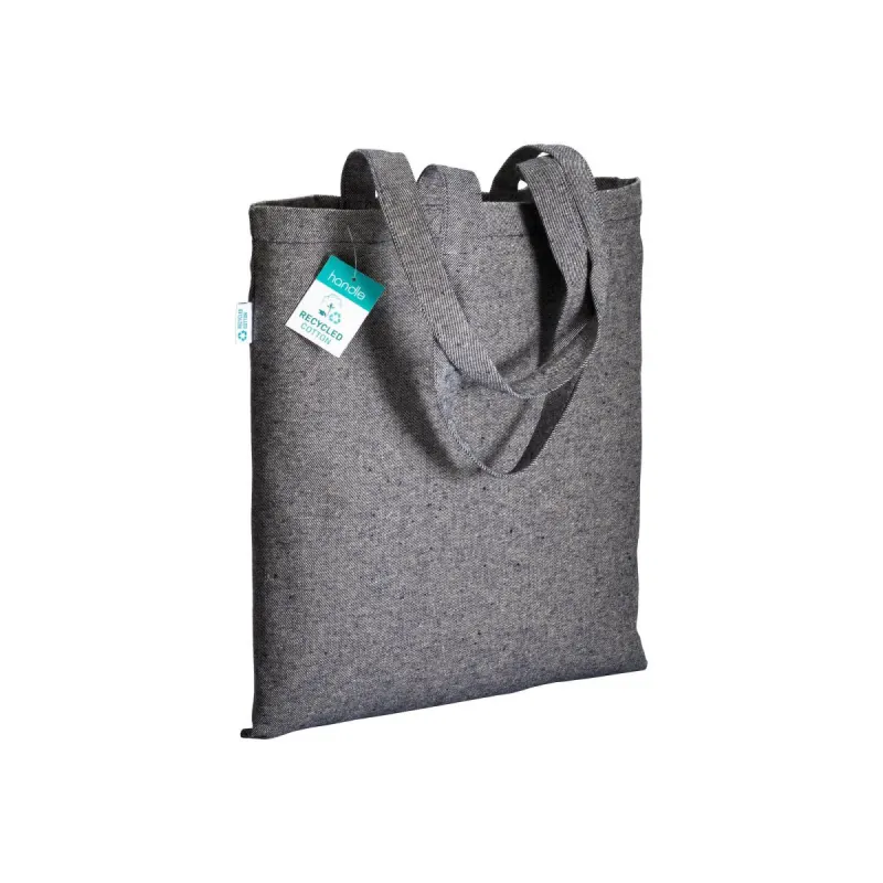 Sacoșă de cumpărături din bumbac reciclat, 280 g/m², cu mânere lungi
