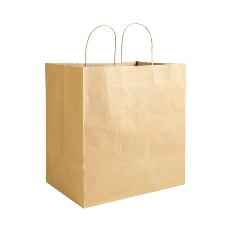 Hârtie 100% reciclată, 100 gr/m², sacoșă de cumpărături cu pliu lateral